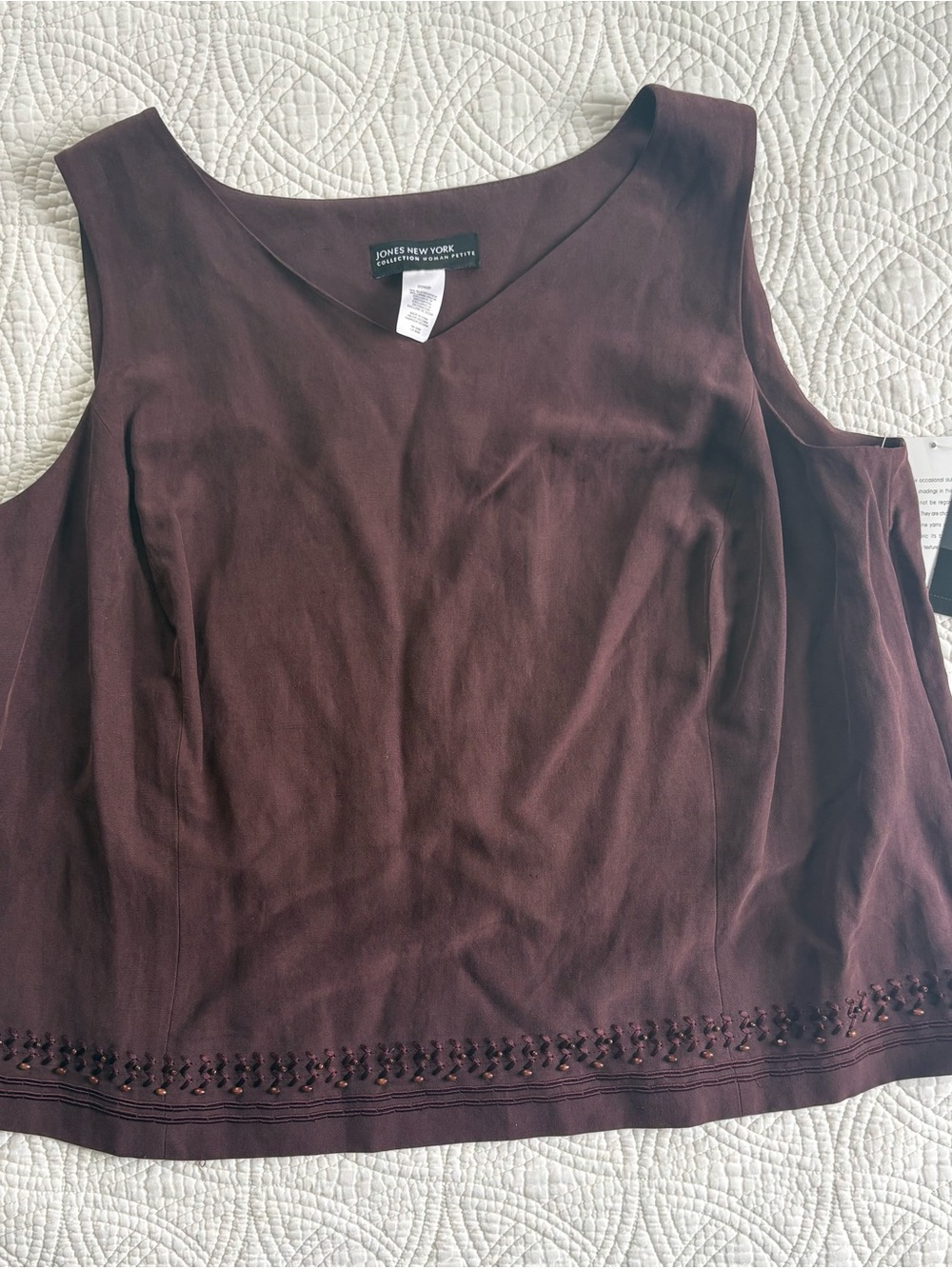 Silk Linen Sleeveless embroidered Top 20WP NWT Jones New York - Picture 3 of 9
